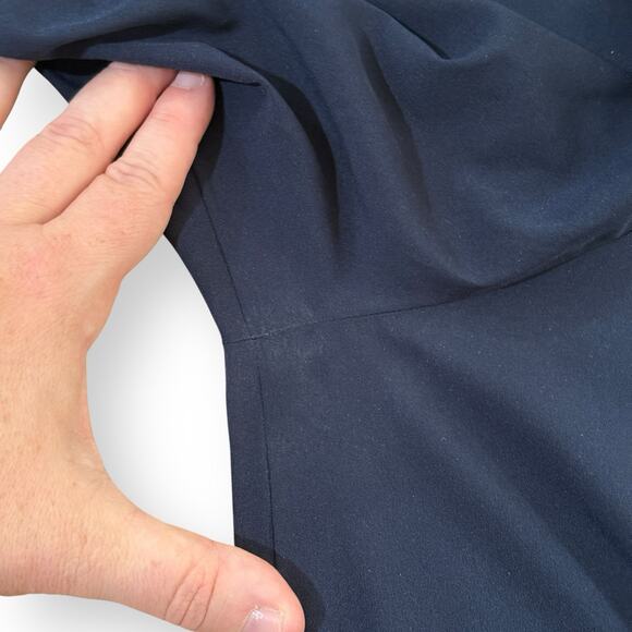 Chico's Navy Blue Velvet Eyelet Lace Detail Peasant Top Womens Size 2 Large Boho - Picture 10 of 10